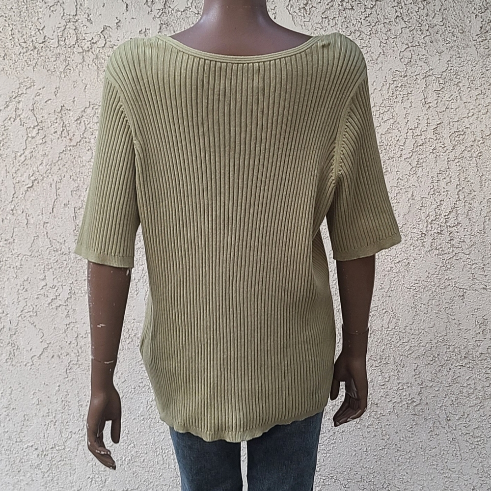 Green Ribbed Sweater - Picture 5 of 9